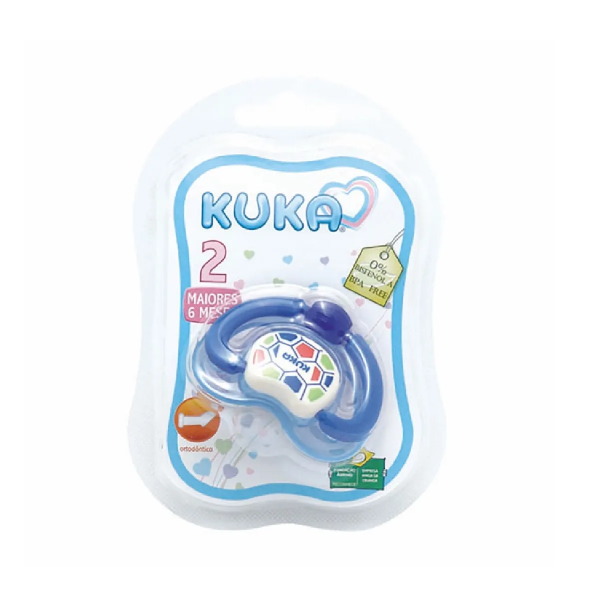 Chupeta Kuka Lovely Ortodôntica +6 meses Silicone Azul Tamanho 2 1 Unidade