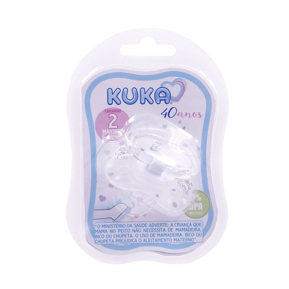 Chupeta Kuka Premium Ortodôntica +6 meses Silicone Branca Tamanho 2 1 Unidade
