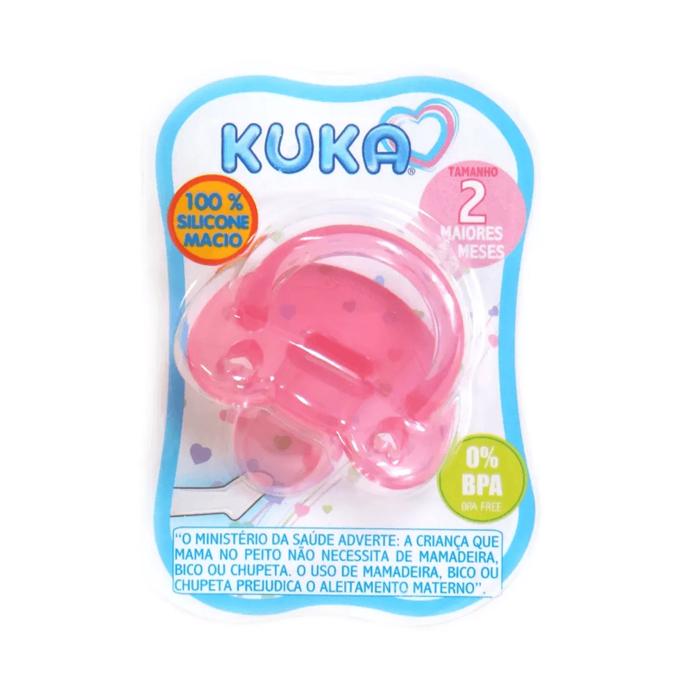 Chupeta Kuka Soft Ortodôntica +6 meses Silicone Rosa Tamanho 2 1 Unidade