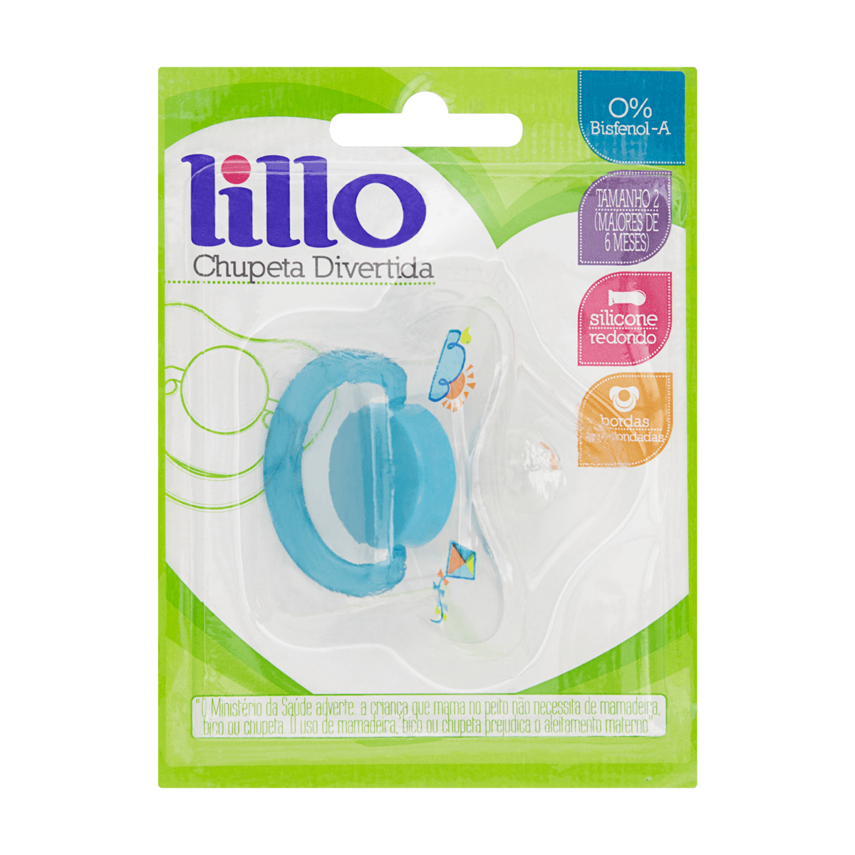 Chupeta Lillo Divertida Baby Silicone Tamanho 2 Cor Azul