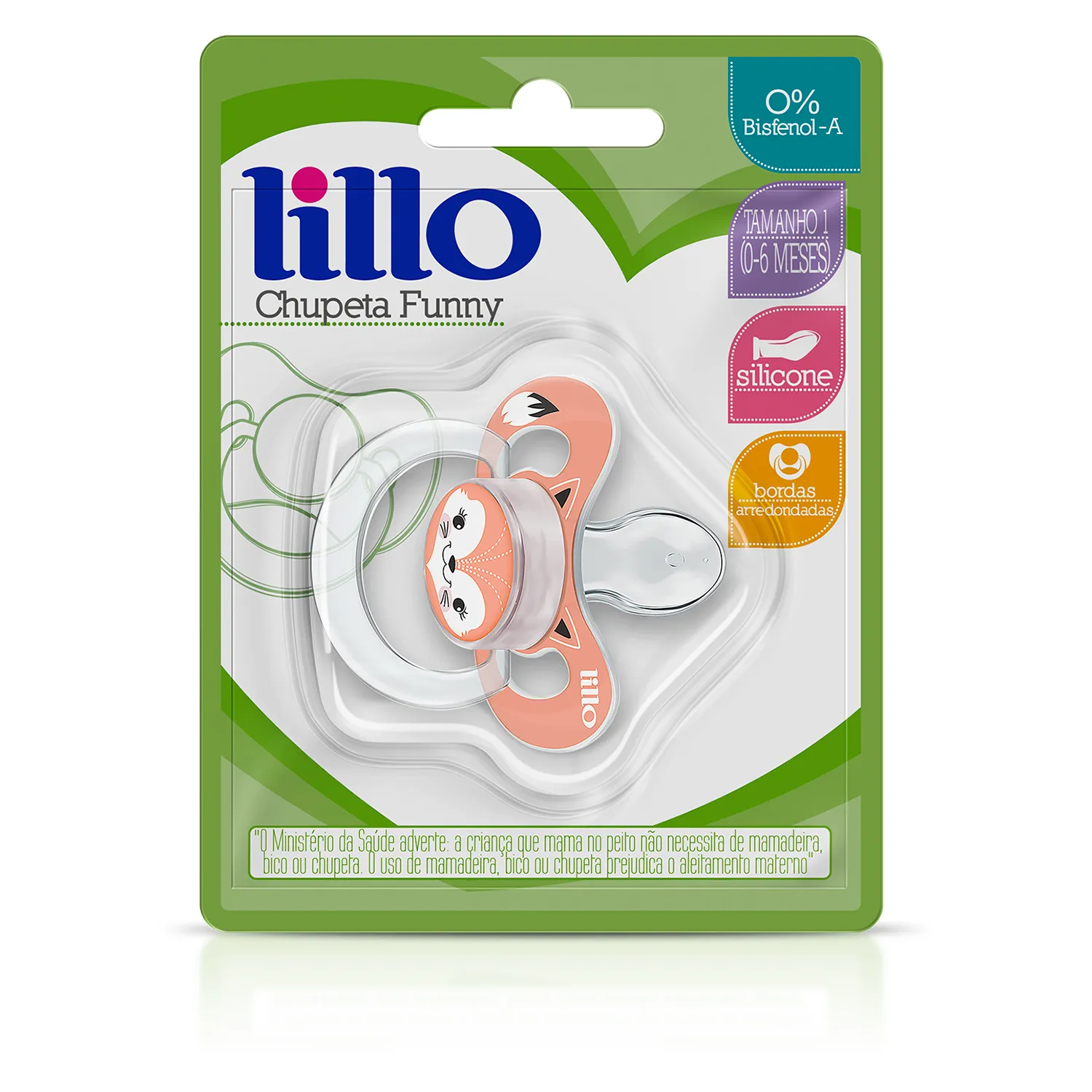 Chupeta Lillo Funny Animais Anatômica de 0 a 6 meses Silicone Raposa Tamanho 1 1 Unidades