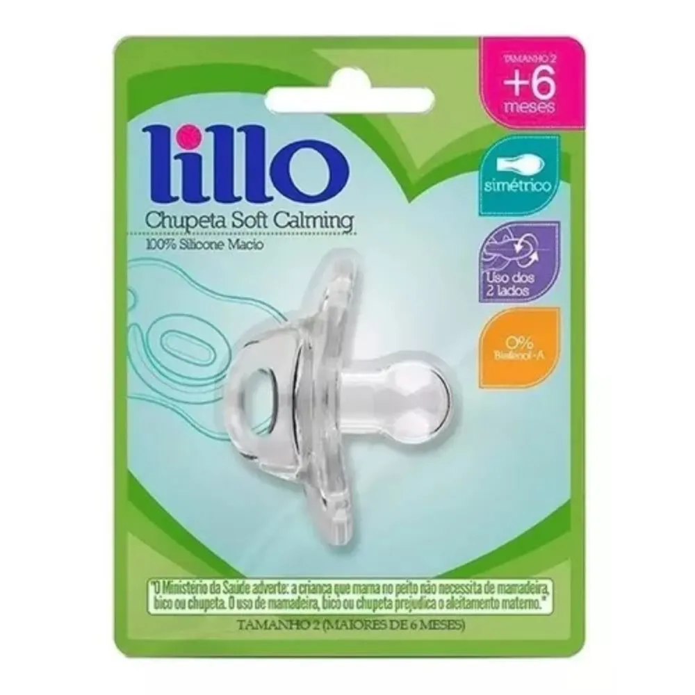 Chupeta Lillo Soft Calming Bico Simétrico +6 meses Silicone Neutra Tamanho 2 1 Unidades