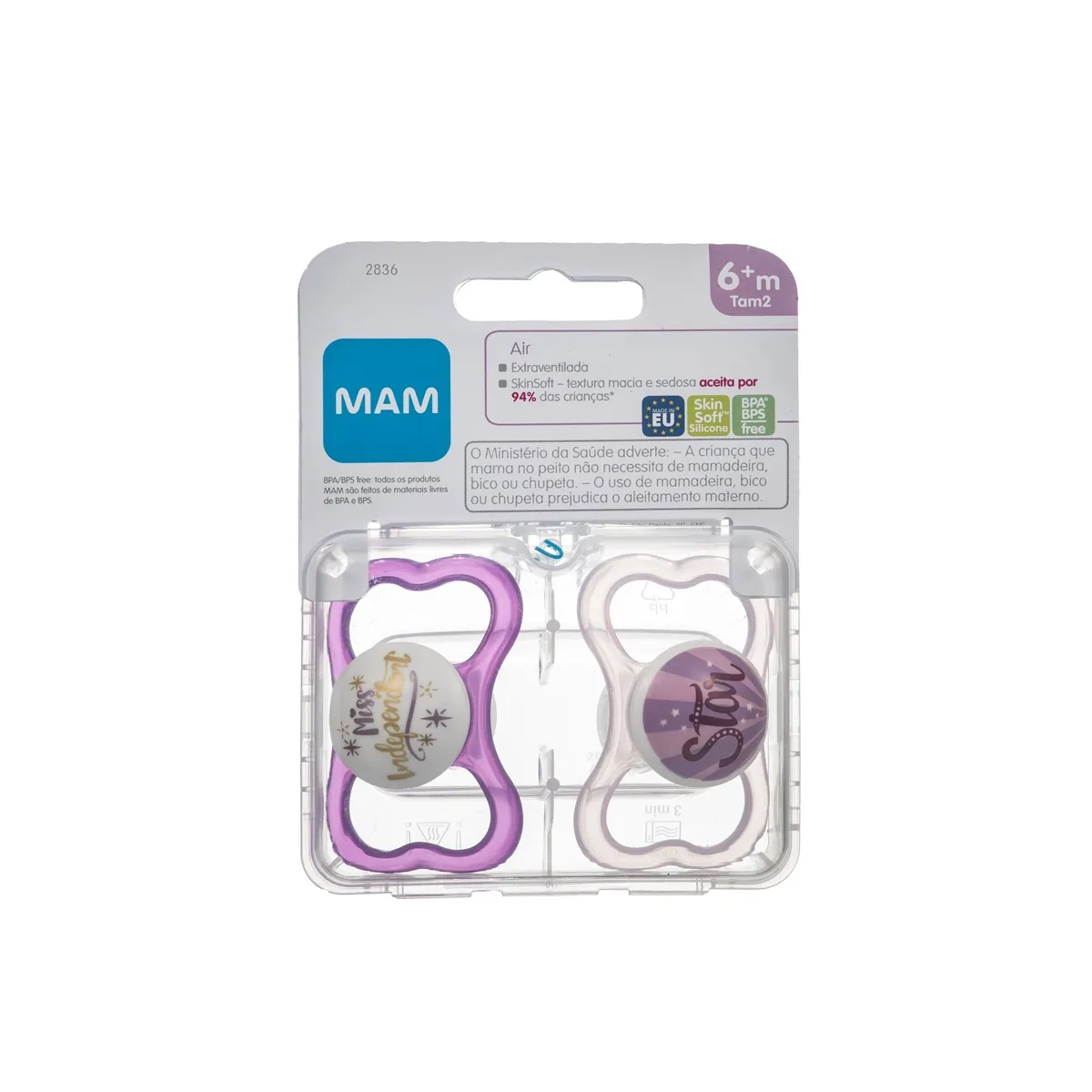 Chupeta Mam Air 6+ Meses Rosa Com 2 Unidades
