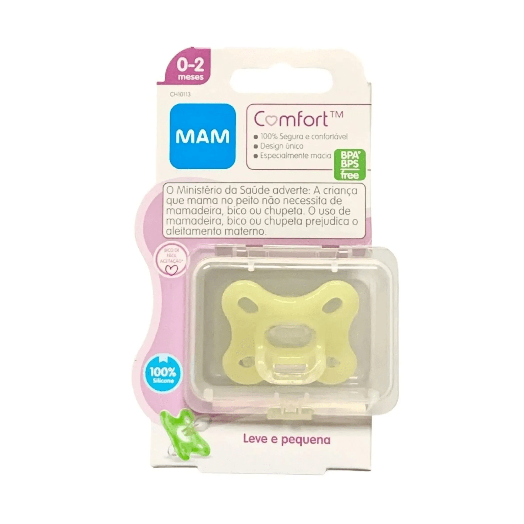 Chupeta MAM Comfort Ortodôntica de 0 a 2 meses SkinSoft Silicone Amarela 1 Unidade