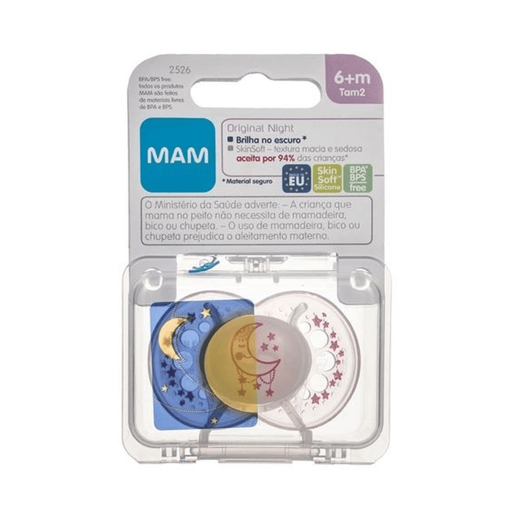 Chupeta MAM Original Night Ortodôntica +6 meses Brilha no Escuro Silicone Rosa 1 Unidade