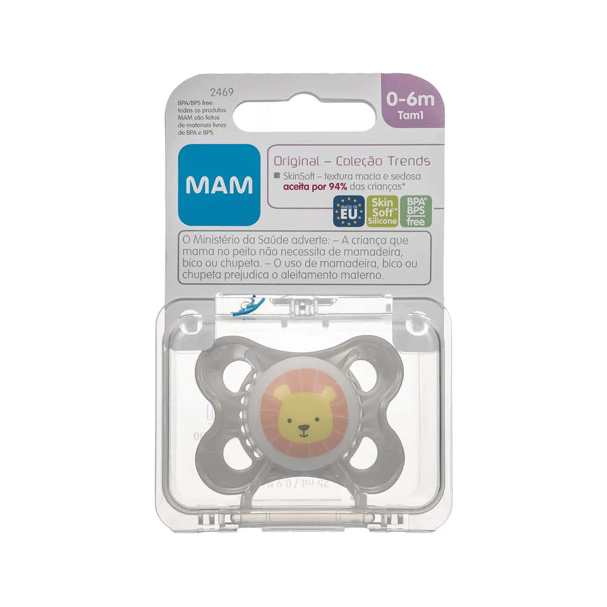 Chupeta MAM Original Trends +6 meses SkinSoft Silicone Branca 1 Unidade