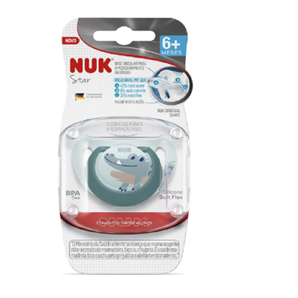 Chupeta NUK Star Oral Fit +6 meses Soft Flex Silicone Azul Tamanho 2 1 Unidade