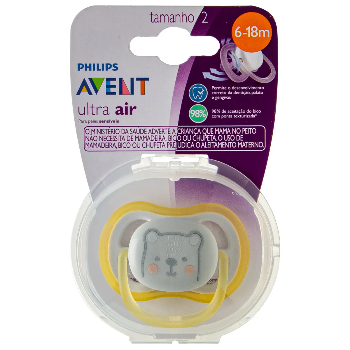 Chupeta Philips Avent Ultra Air de 6 a 18 meses Silicone Amarela 1 Unidade