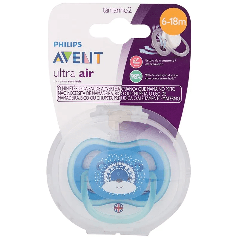 Chupeta Philips Avent Ultra Air de 6 a 18 meses Silicone Azul 1 Unidade