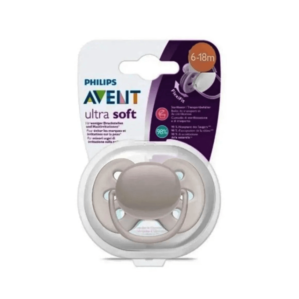 Chupeta Philips Avent Ultra Soft de 6 a 18 meses FlexiFit Silicone Bege 1 Unidade