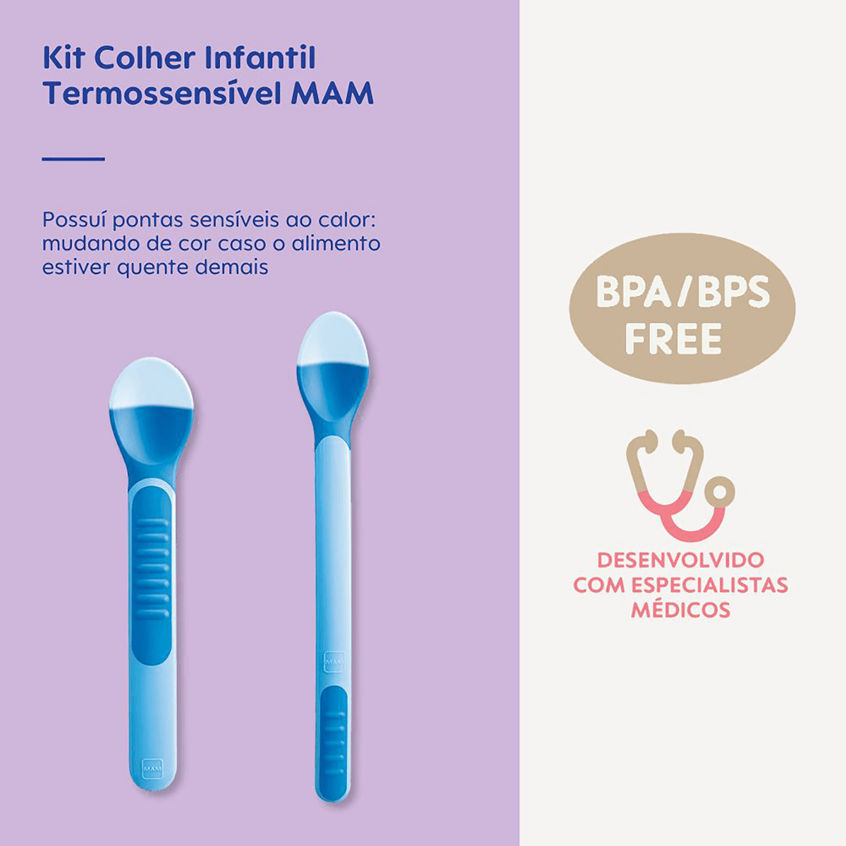Colher Infantil MAM Termossensível Azul 2 Unidades + Estojo — foto 6