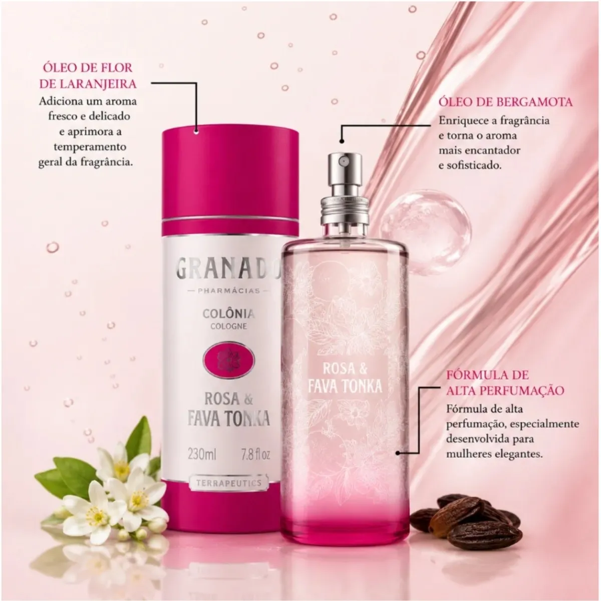 Colonia Granado Terrapeutics Rosa & Fava Tonka 230ml — foto 2