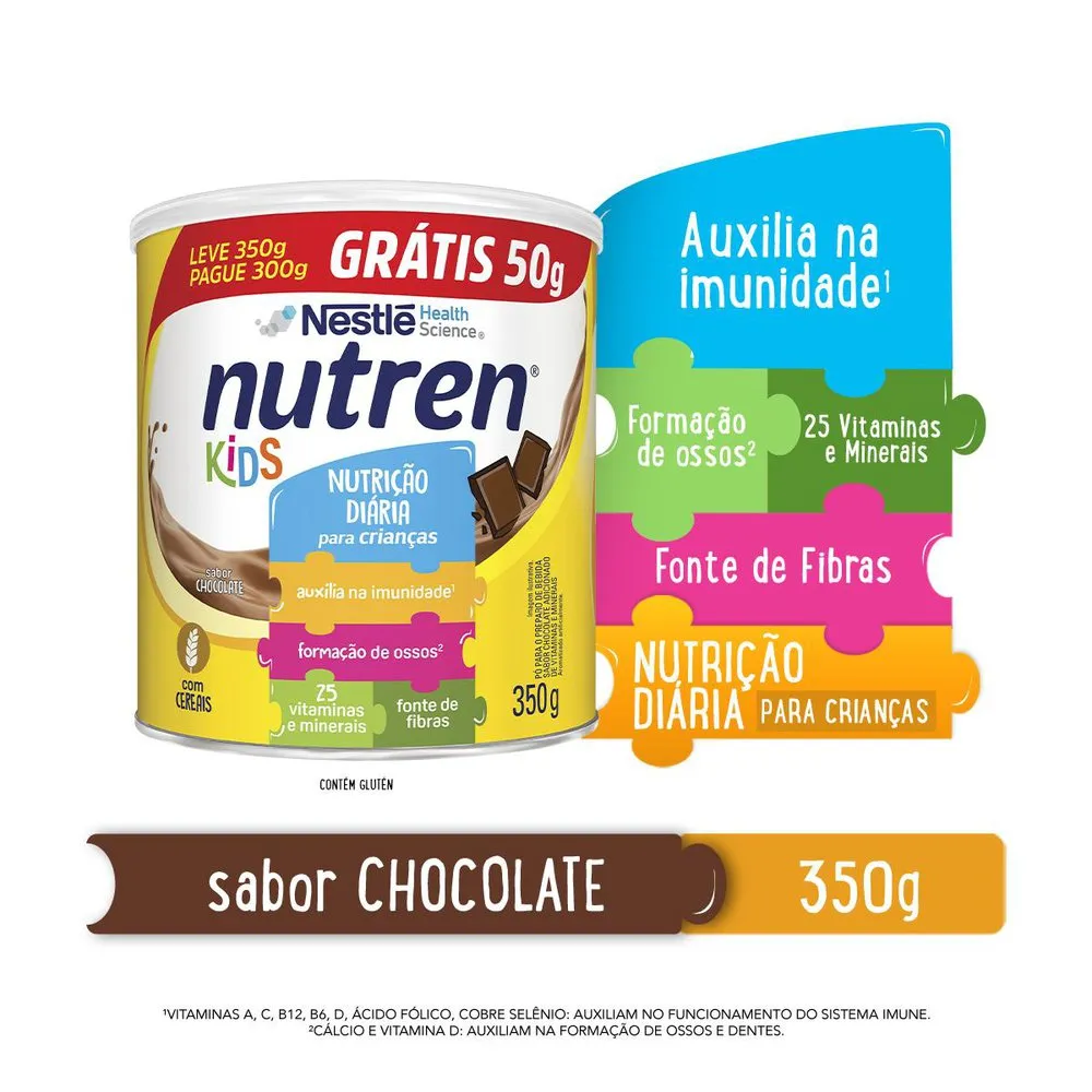 Complemento Alimentar Nutren Kids Chocolate 350g Leve 350g e Pague 300g