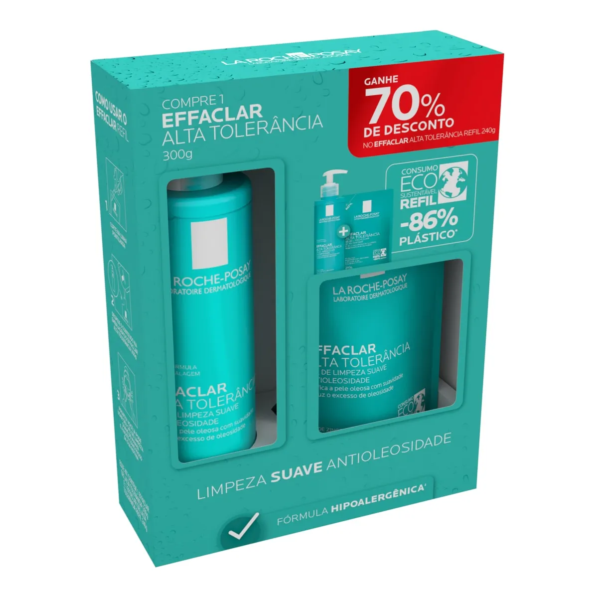 Compre 1 Effaclar Gel Alta Tolerancia 300g Ganhe 70% De Desconto No Effaclar Gel Alta Tolerancia Refil 240g