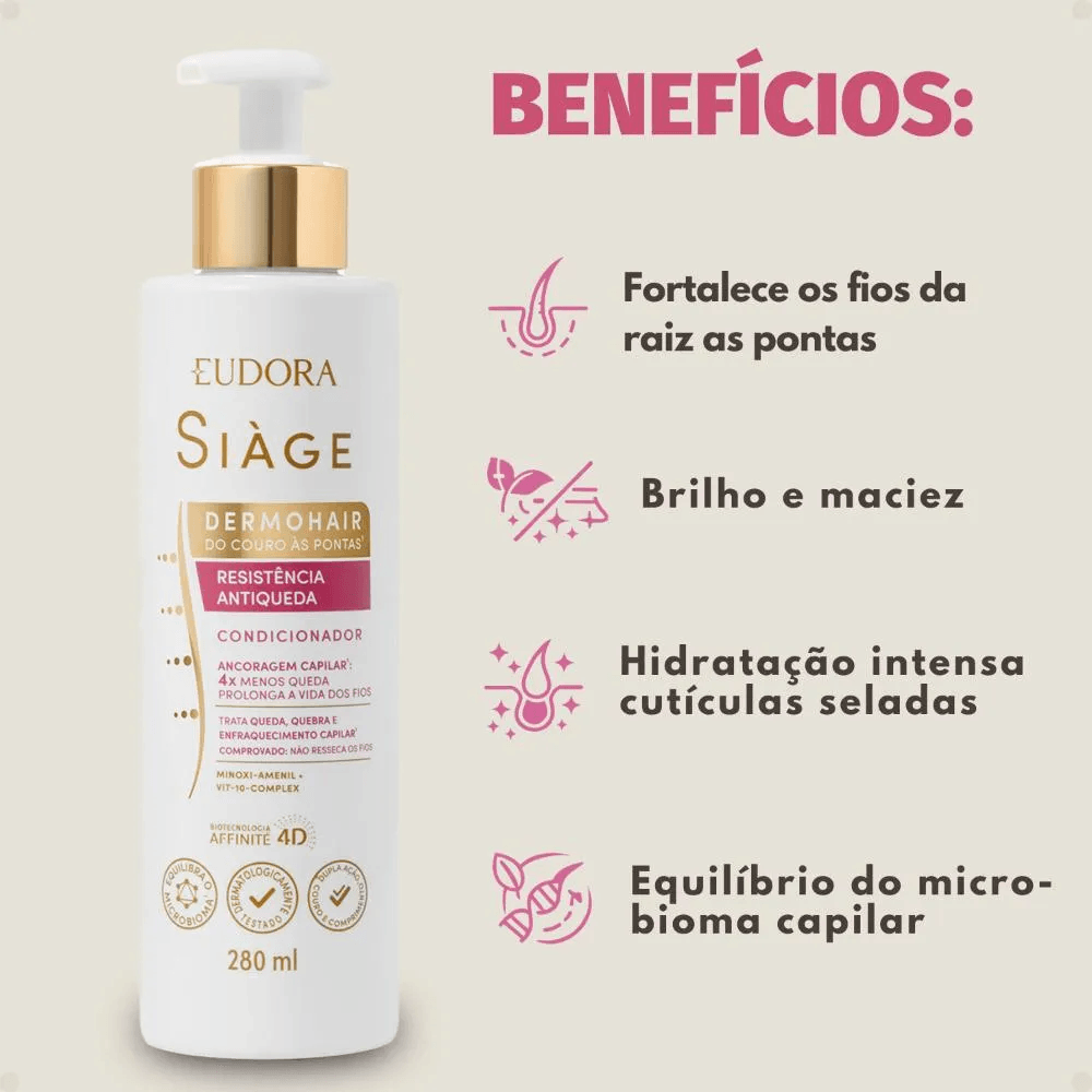 Condicionador Eudora Siàge DermoHair Resistência Antiqueda 280ml — foto 2