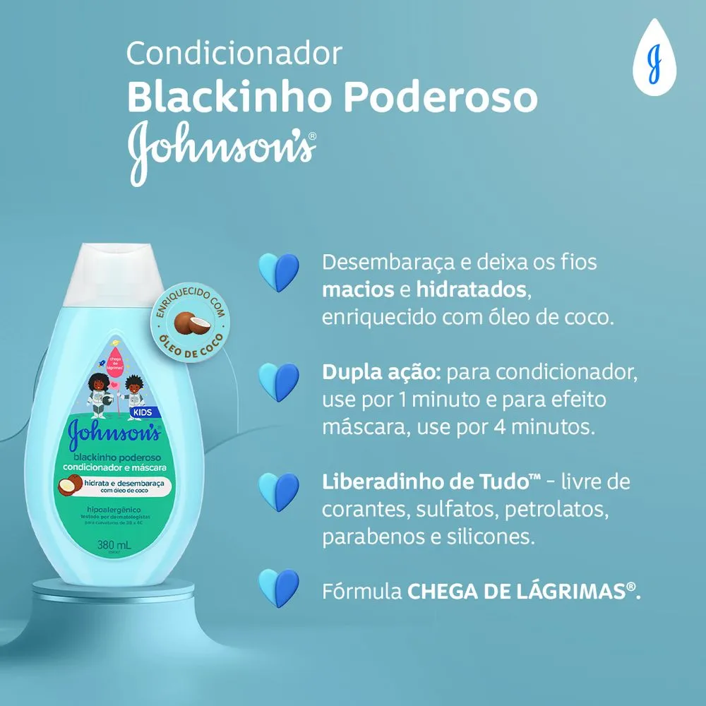 Condicionador Infantil Johnson's Baby Blackinho Poderoso 380ml — foto 3