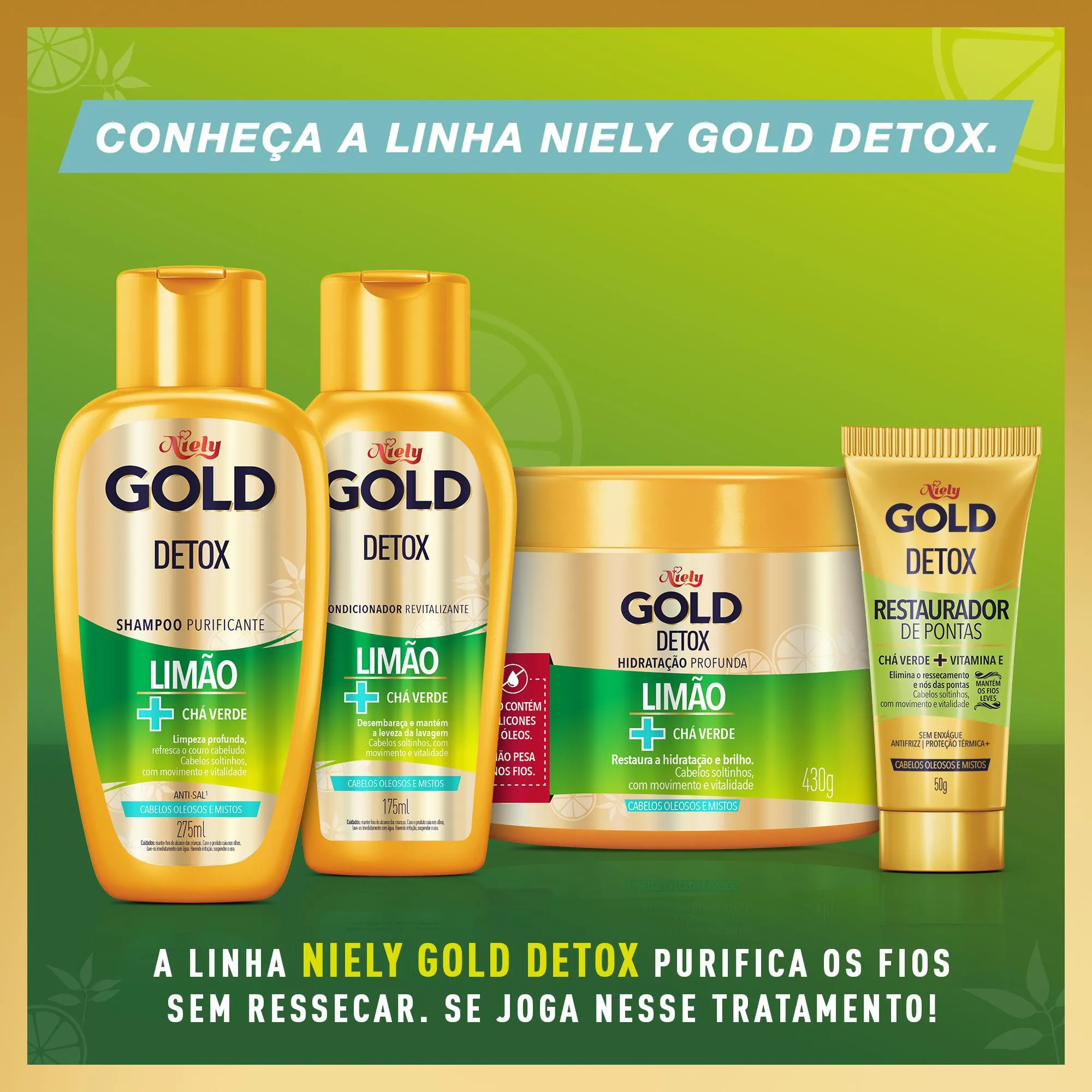 Condicionador Niely Gold detox limão + chá verde, 175ml — foto 7