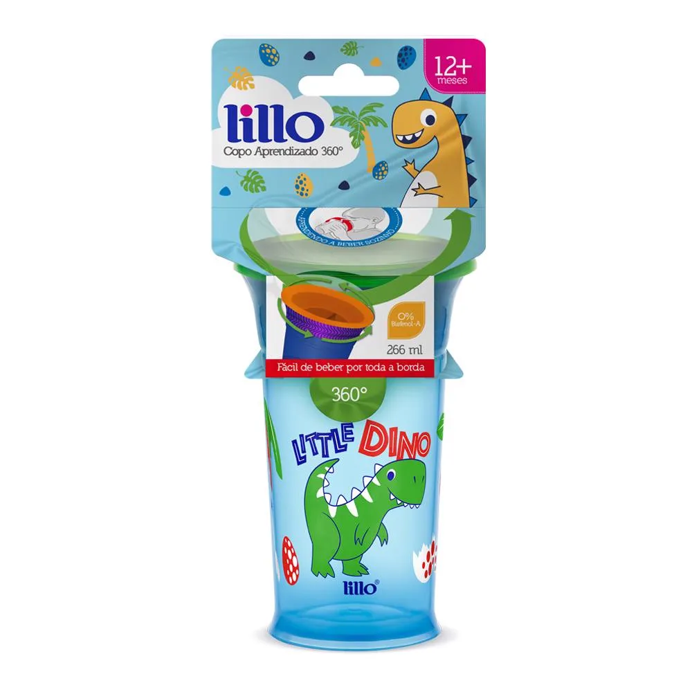 Copo de Transição Lillo 360º Sem BPA Dinossauro 266ml 1 Unidades