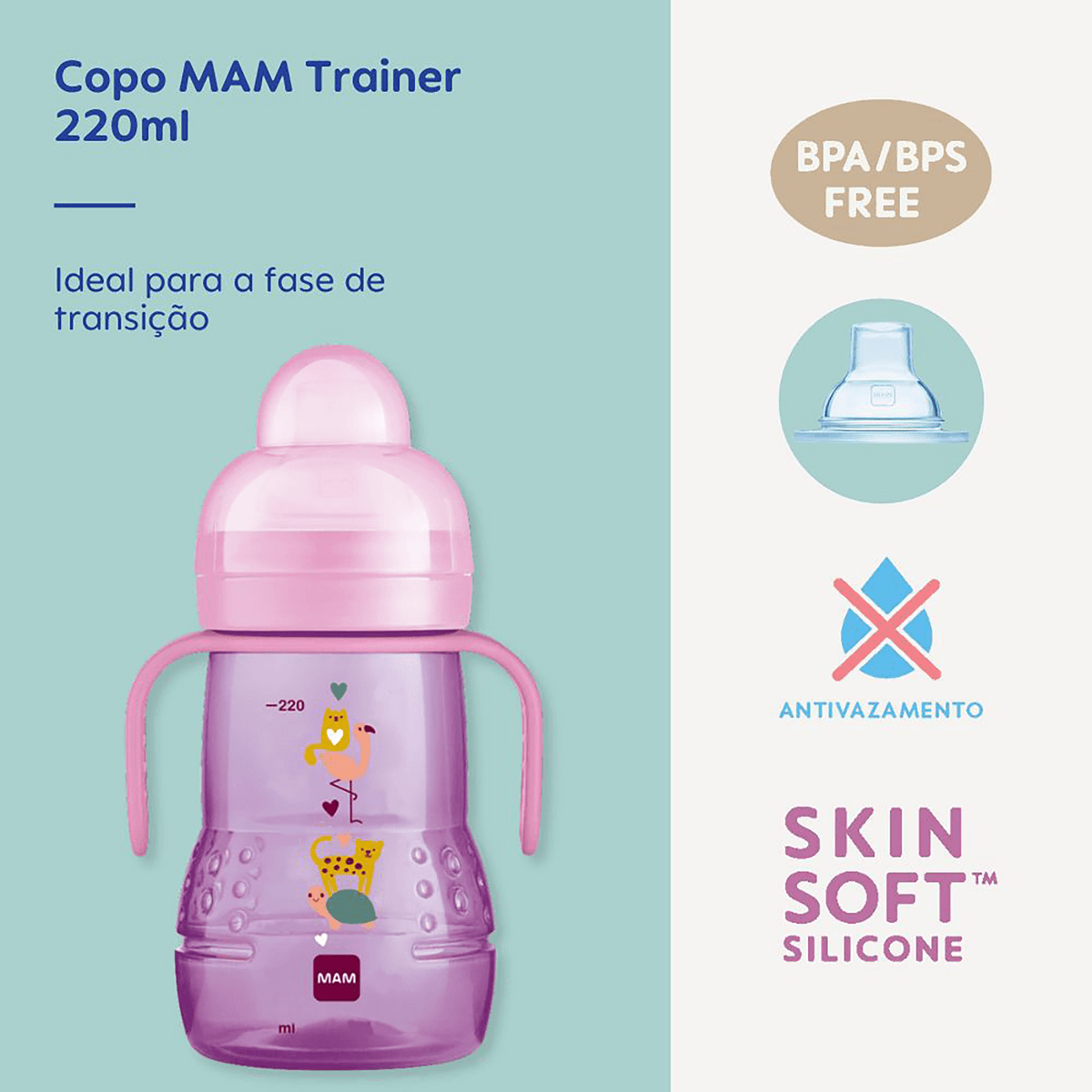 Copo de Transição MAM Antivazamento Rosa 220ml 1 Unidade — foto 2