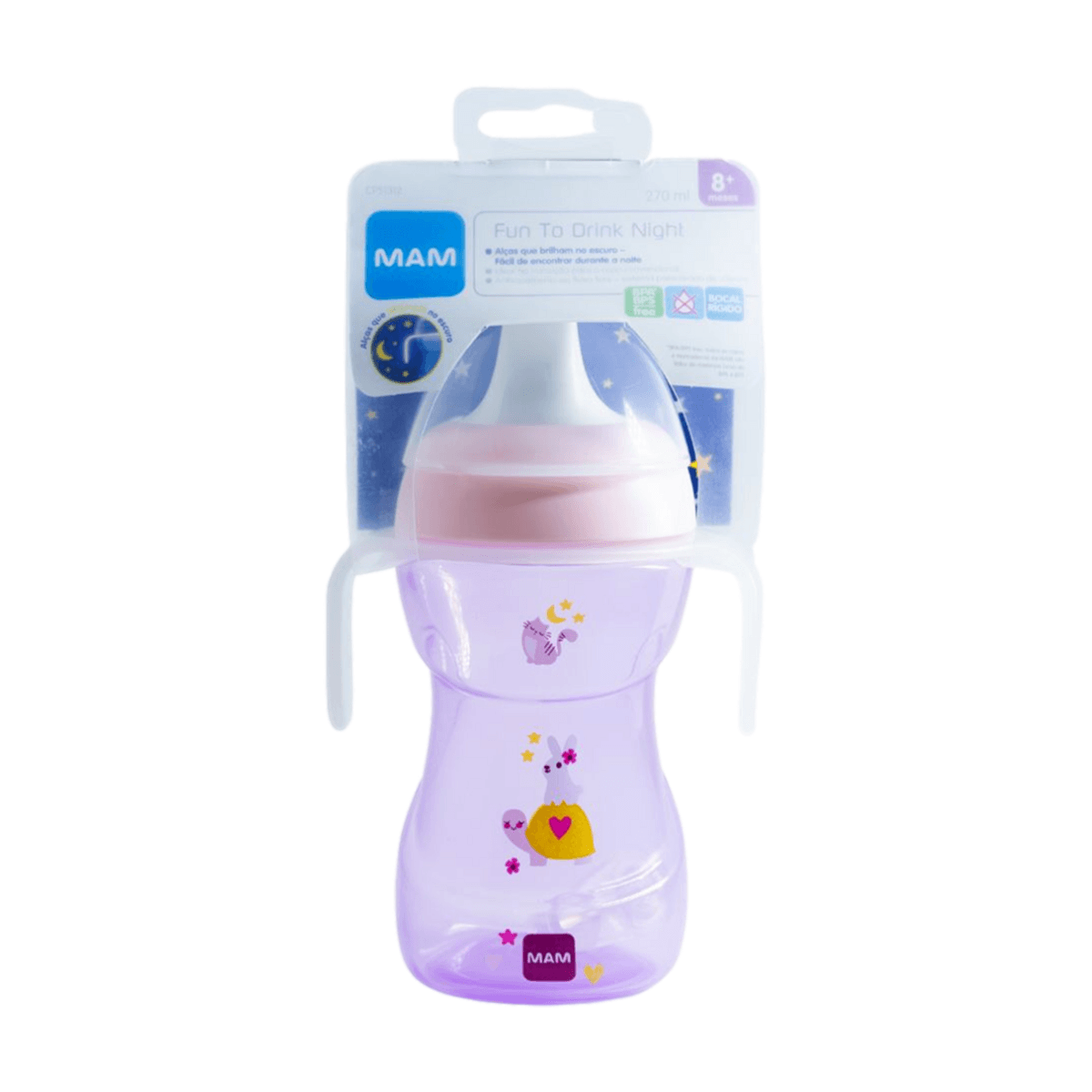 Copo de Transição MAM Fun To Drink Night Antivazamento Sem BPA 270ml 1 Unidade