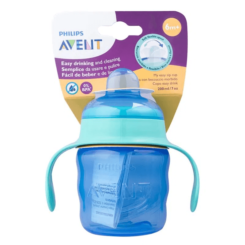 Copo de Transição Philips Avent Easy Sip +6 meses Antivazamento com Alças Azul 200ml 1 Unidade