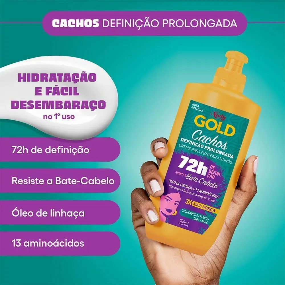 Creme de Pentear Niely Gold Cachos Definição Prolongada 72h 250ml — foto 2