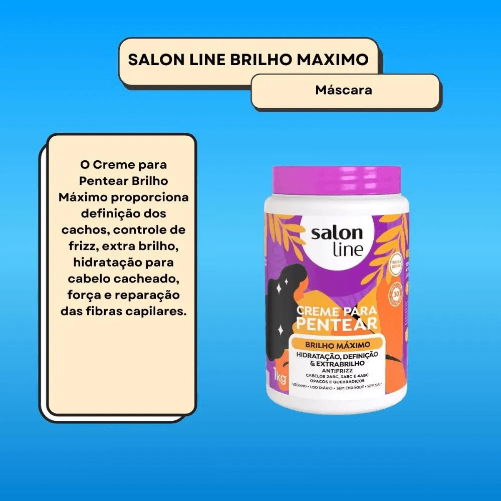 Creme de Pentear Salon Line Brilho Máximo 1Kg — foto 4