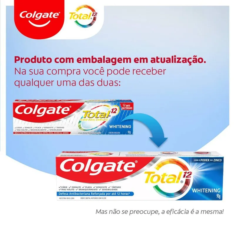 Creme Dental Colgate Total 12 Whitening 90g — foto 17