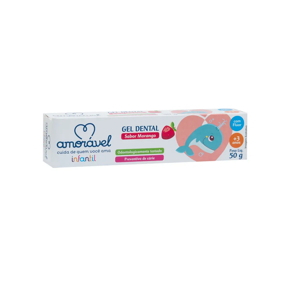 Creme Dental Infantil Amorável Morango Com Flúor Gel 50g