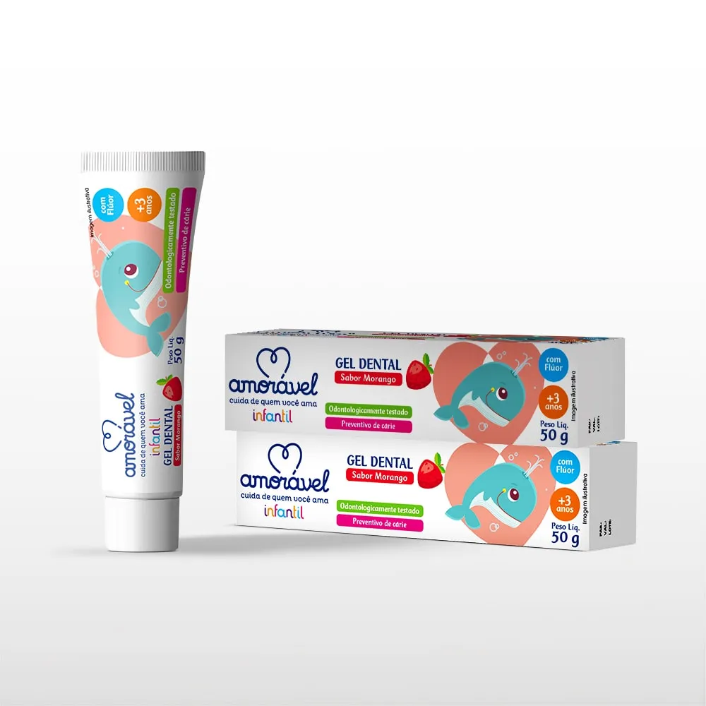 Creme Dental Infantil Amorável Morango Com Flúor Gel 50g — foto 2
