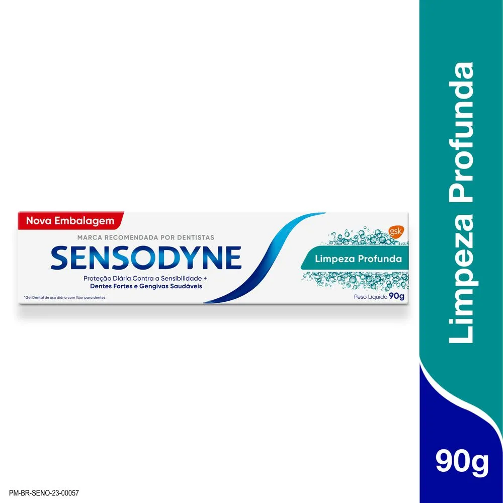 Creme Dental Sensodyne Limpeza Profunda para Dentes Sensíveis Sabor Menta 90g
