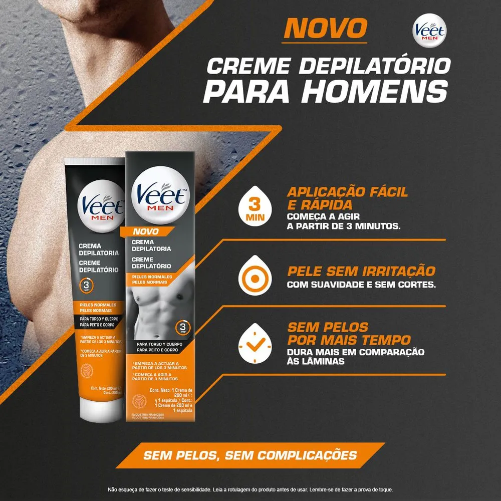 Creme Depilatório Veet Men Peles Normais 200ml — foto 3