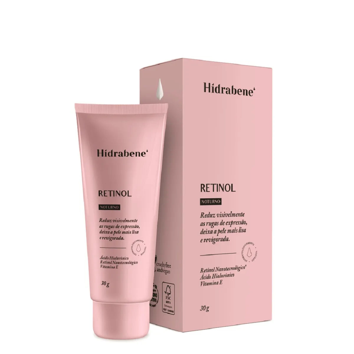 Creme Facial Hidrabene Retinol Noturno Anti Idade com Ácido Hialurônico e Vitamina E 30g
