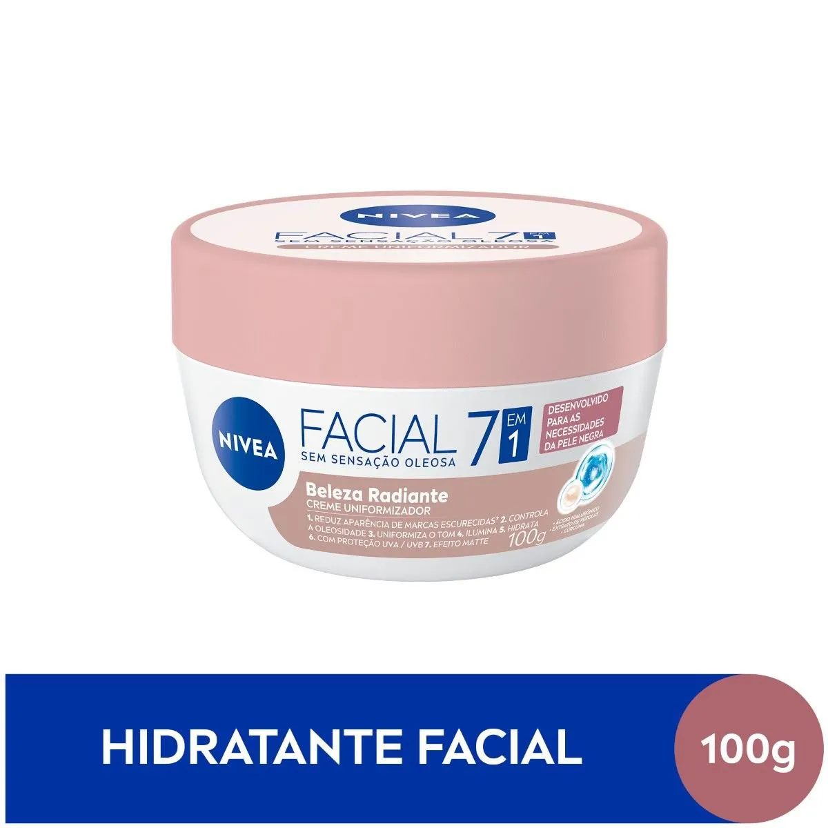 Creme Facial Nivea Beleza Radiante Uniformizador 7 em 1 Pele Negra 100g
