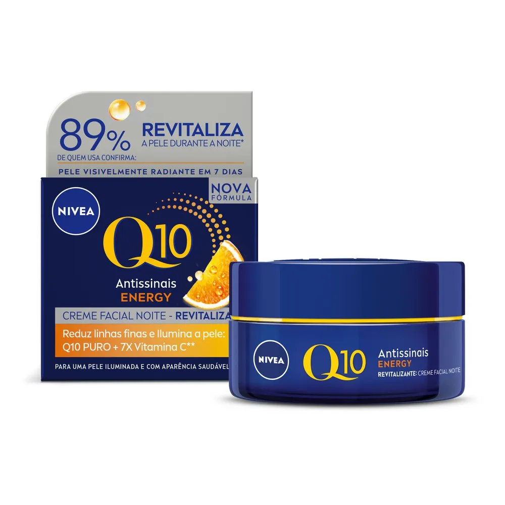 Creme Facial Nivea Q10 Energy Antissinais Noturno Vitamina C e E 50g