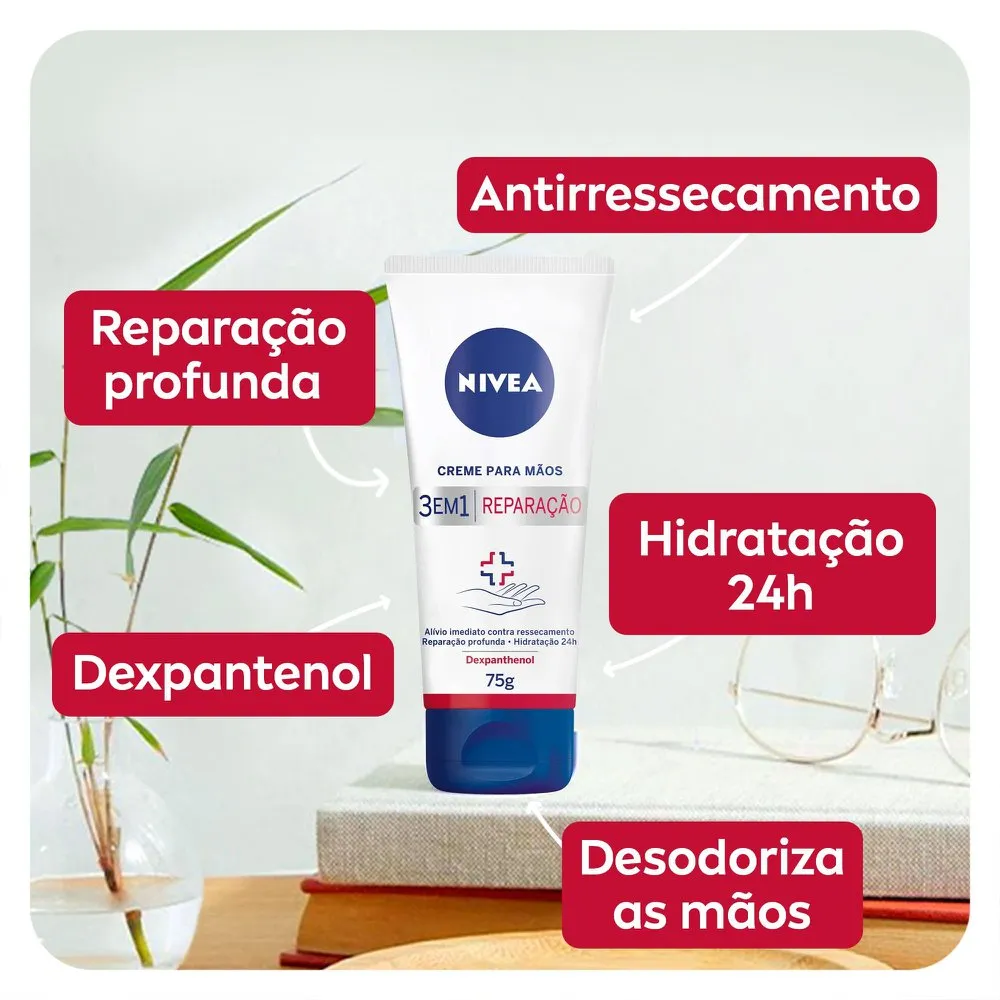 Creme para as Mãos Nivea 3 em 1 Reparação 75g — foto 3