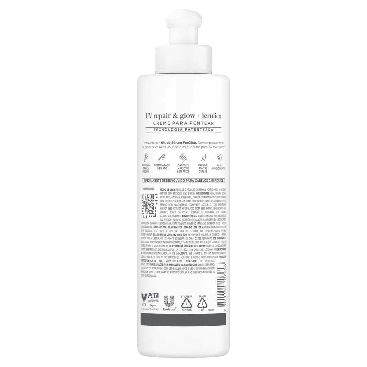 Creme Para Pentear Dove Uv Repair & Glow + Ferúlico 240ml — foto 3