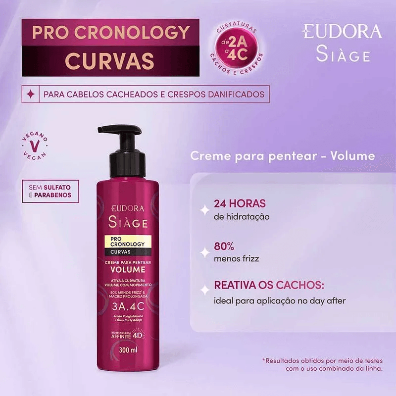 Creme Para Pentear Eudora Siàge Pro Cronology Curvas Volume 300ml — foto 4