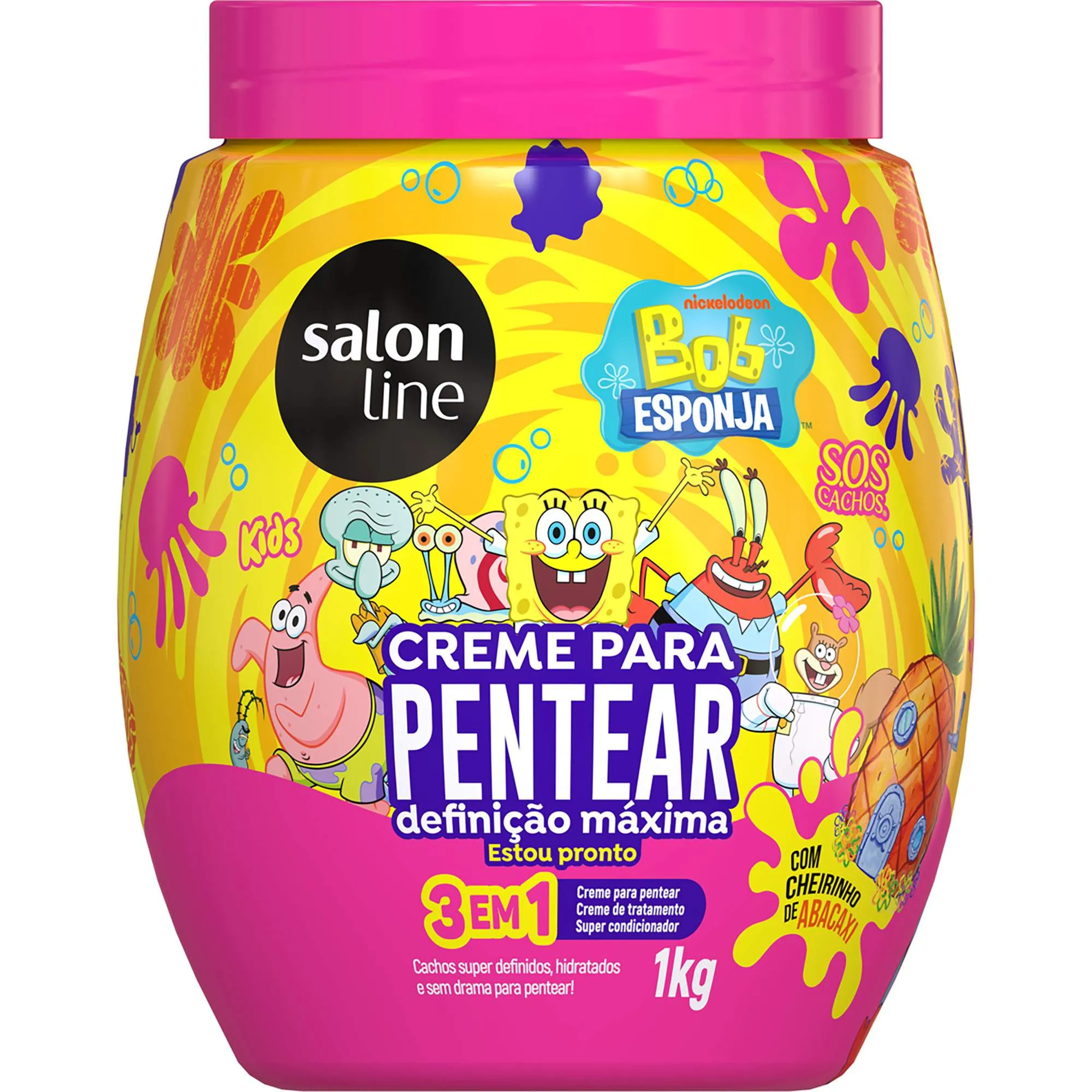 Creme Pentear Solon Line Kids Bob Esponja Definição Máxima 3 Em 1 1kg