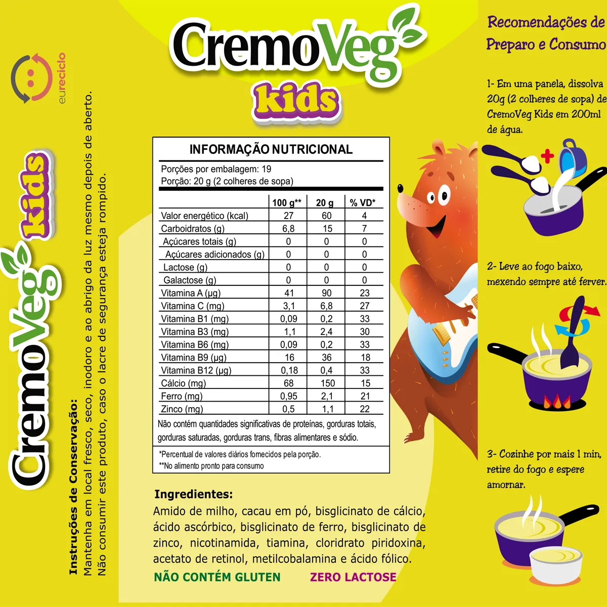 CremoVeg 380g Sabor Chocolate WVegan Mingau — foto 2