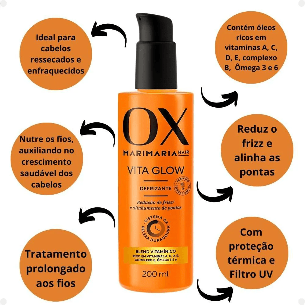 Defrizante Vita Glow Mari Maria Hair Proteção Térmica UV 200ml — foto 4