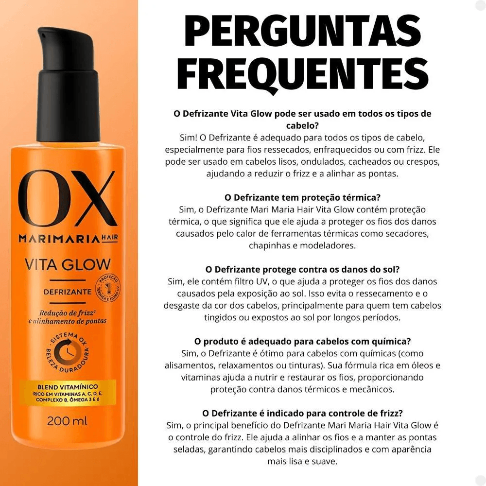 Defrizante Vita Glow Mari Maria Hair Proteção Térmica UV 200ml — foto 2