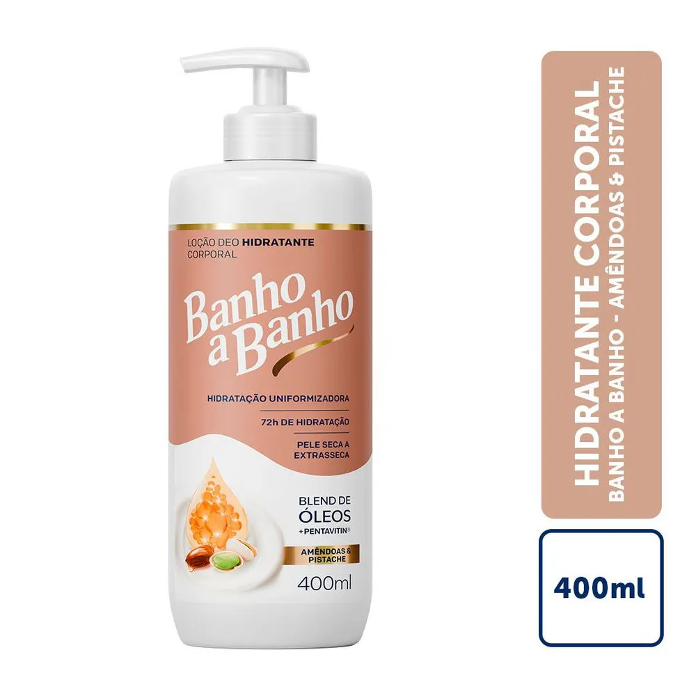 Deo-Hidratante Banho A Banho Loção Amêndoas Pistache Blend De Óleos E Pentavitin 72h 400ml