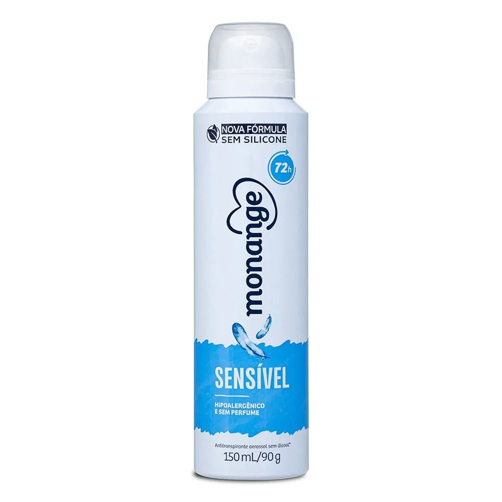 Desodorante Aerossol Antitranspirante Sensível Sem Perfume Monange Feminino 150ml