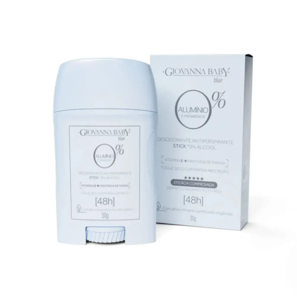 Desodorante Antiperspirante Giovanna Baby Blue 0% Alumínio Stick 50g
