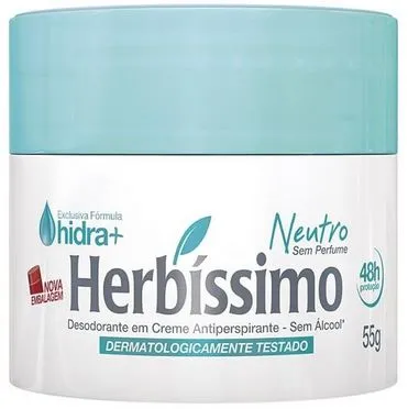 Desodorante Antiperspirante Herbíssimo Neutro Sem Perfume Creme 55g