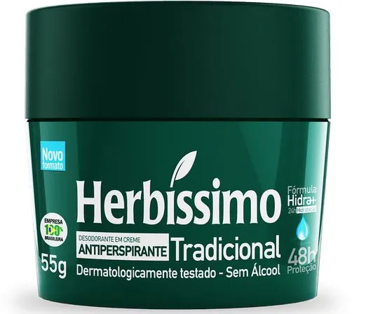 Desodorante Antiperspirante Herbíssimo Tradicional 48h Creme 55g