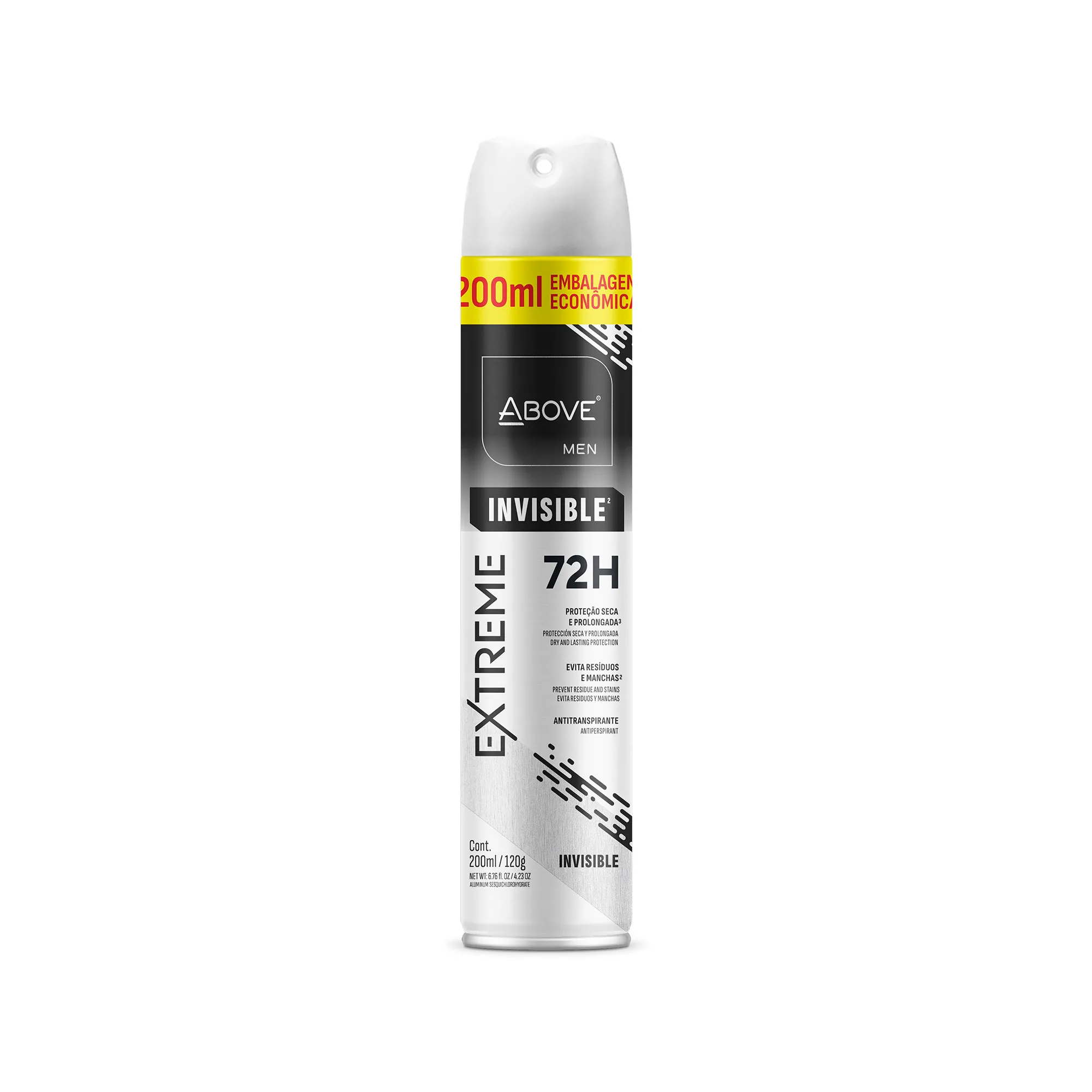 Desodorante Antitranspirante Above Men Extreme Invisible 72h Aerossol 200ml