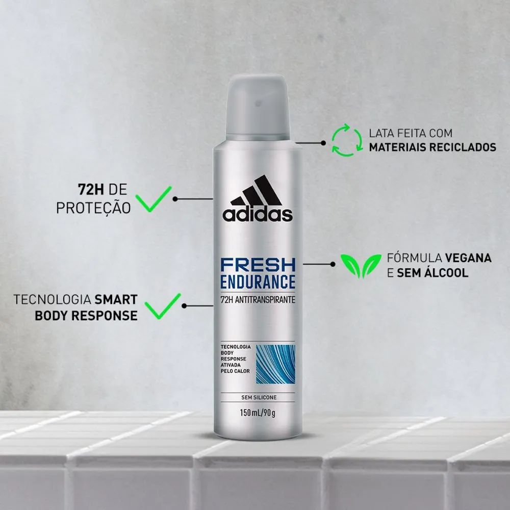 Desodorante Antitranspirante Adidas Masculino Fresh Endurance 72h Aerossol 150ml — foto 6