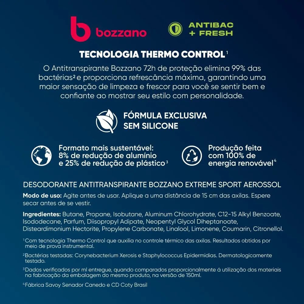 Desodorante Antitranspirante Aerossol Masculino Bozzano Fresh 200ml — foto 9